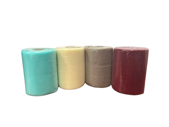 4 Pack- Aqua* Ivory* Silver* Burgundy - Tulle ( W: 6 Inch | L: 100 Yards )