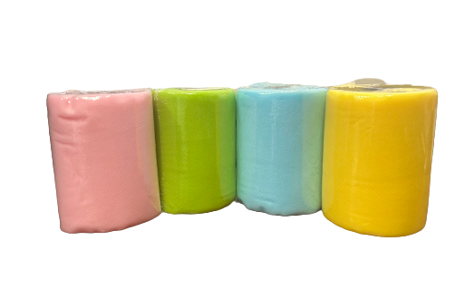 4 Pack- Yellow* Apple* Light Pink* Light Blue - Tulle ( W: 6 Inch | L: 100 Yards )