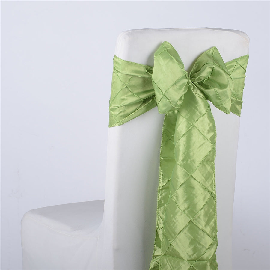 Apple Green - 7 inch x 108 inch Pintuck Satin Chair Sash - Pack of 10