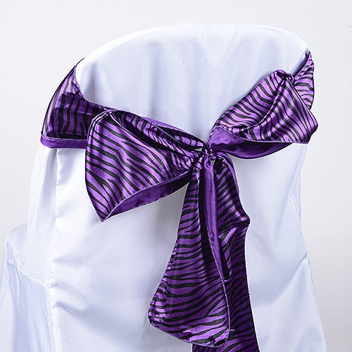 Purple - Animal Print Satin Chair Sash - ( Pack of 10 Pieces - 6 inches x 106 inches )