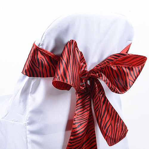 Red Animal Print Satin Chair Sash Pack of 10 Pieces 6 inches x