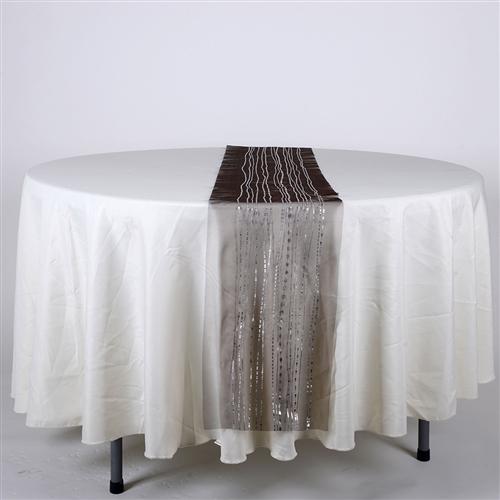 BLACK with SILVER Metallic ORGANZA Table Runner - XB34221