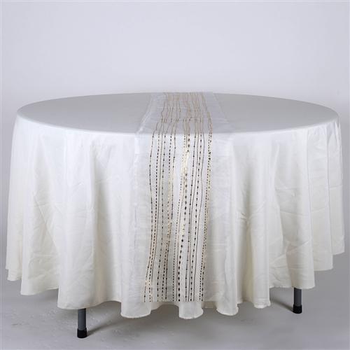 WHITE with GOLD Metallic ORGANZA Table Runner - XB34240