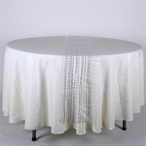 WHITE with SILVER Metallic ORGANZA Table Runner - XB34242
