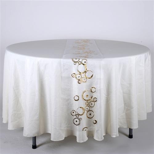 WHITE with GOLD Metallic ORGANZA Table Runner - XB34340