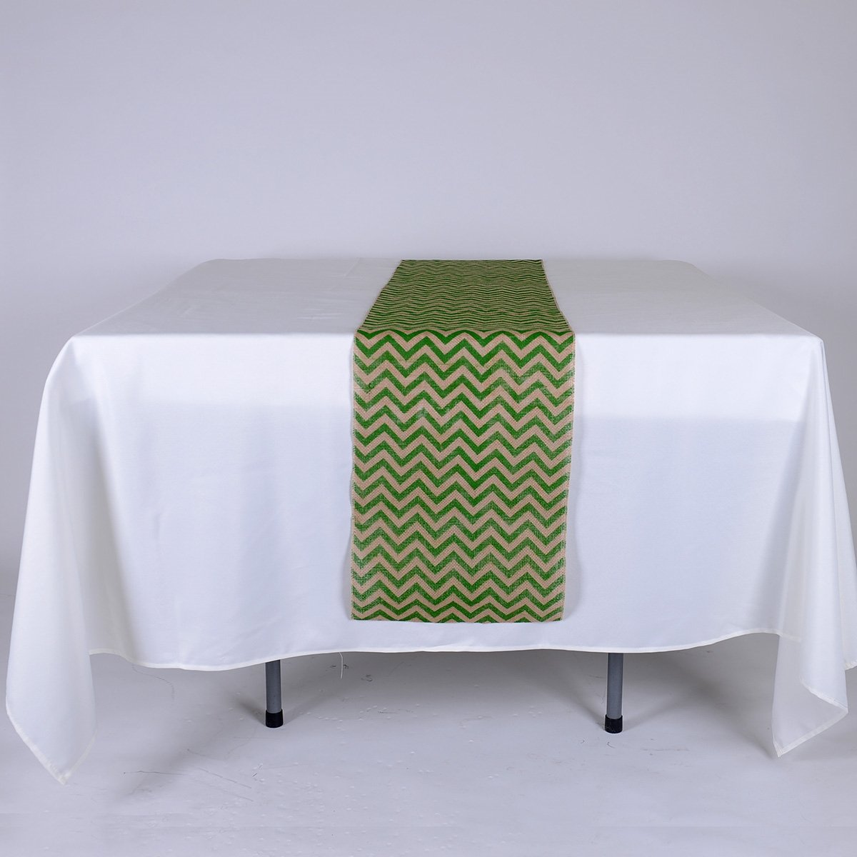 Green Chevron - Burlap Table Runner ( 14 inch x 108 inches )