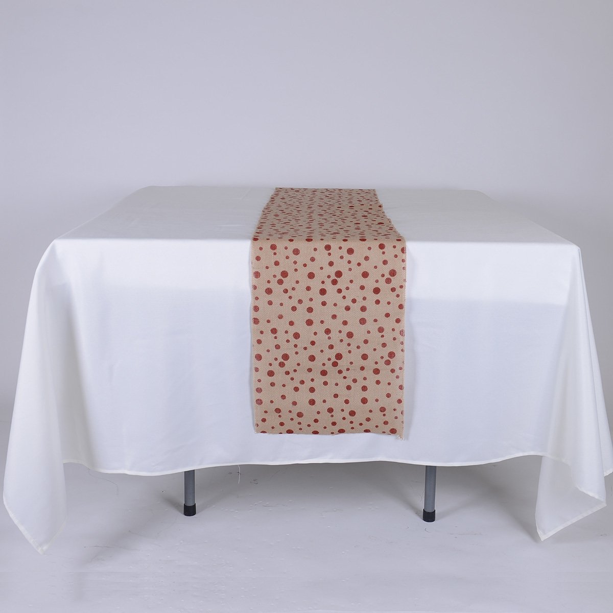 Red Dots - Burlap Table Runner ( 14 inch x 108 inches )