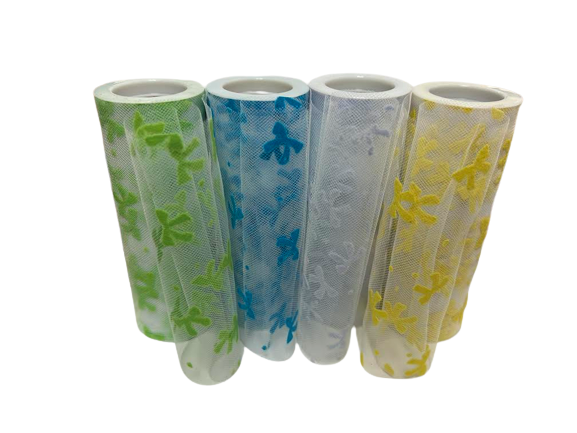 Bow Design Tulle 4 Pack- Apple Green* Turquoise* Yellow* Silver