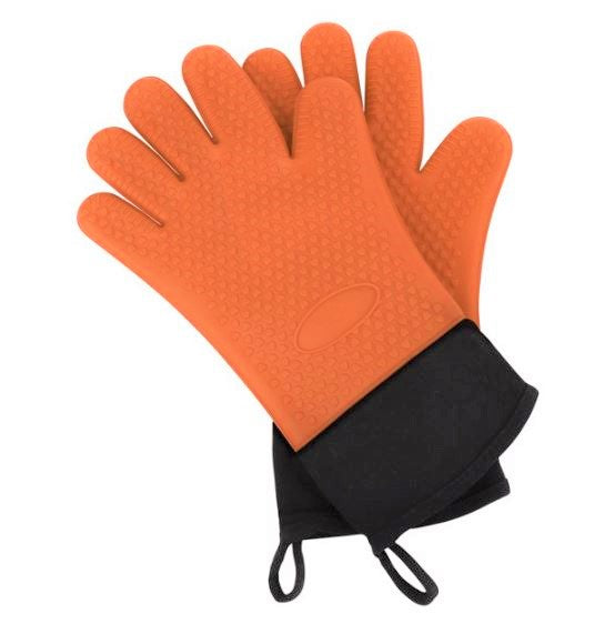 Silicone Oven Mitts Heat Resistant Gloves Kitchen Gloves 1 Pair Orange