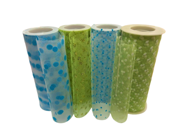 Polka Dot tulle 4 Pack- Sparkle Dot Green* Polka Dot Turquoise* Swiss Dot Apple Green* Color Dot Turquoise