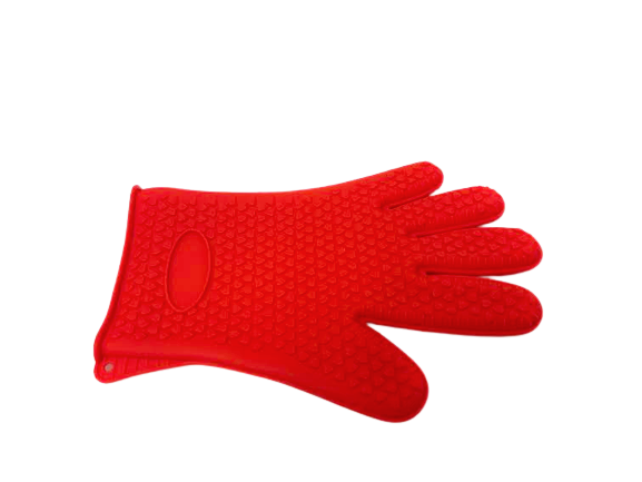 Red- Silicone Oven Mitt, Heat Resistant Pot Holders, Flexible Oven Gloves, 1 Pair Heart Pattern