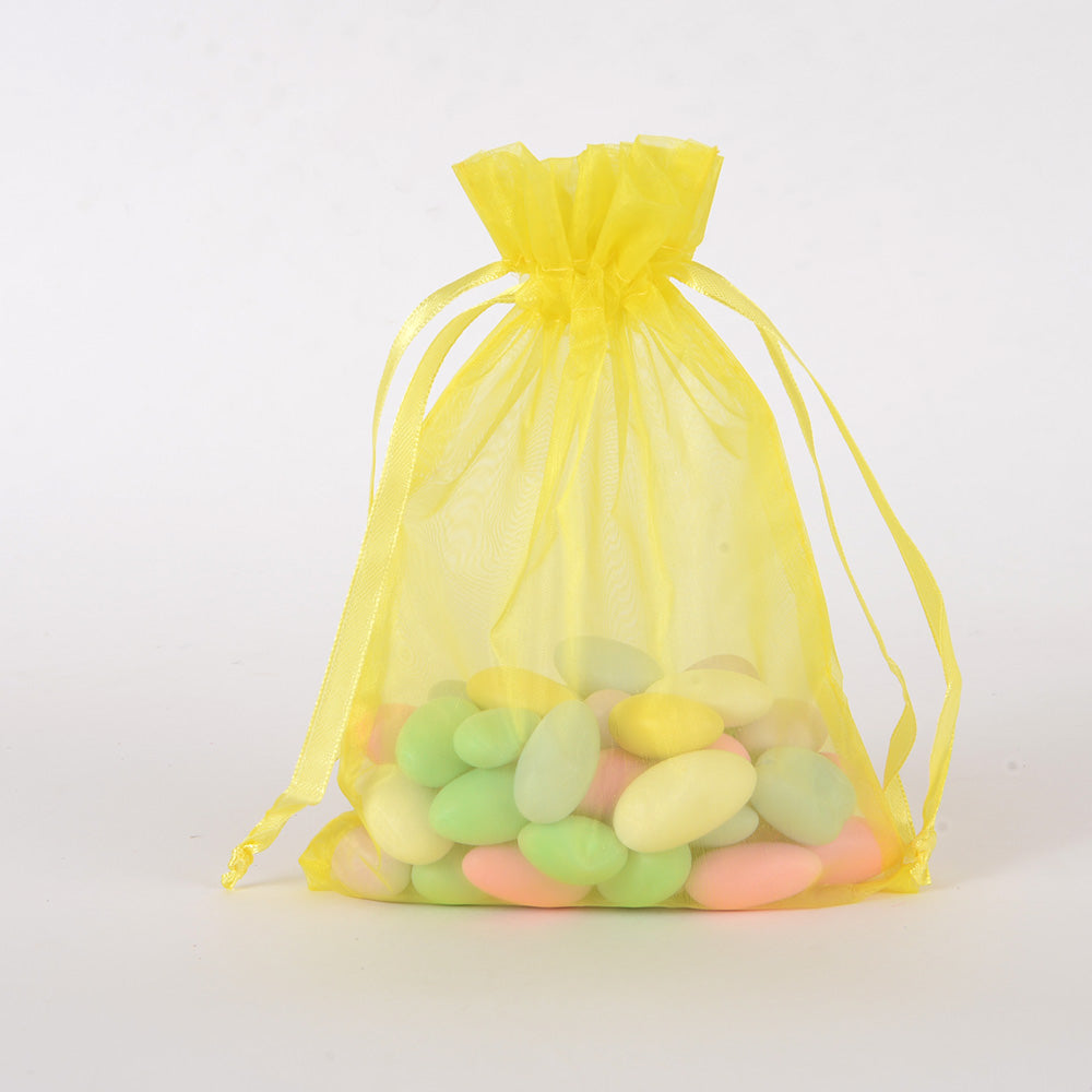 Yellow - Organza Bags - ( 3x4 Inch - 10 Bags )